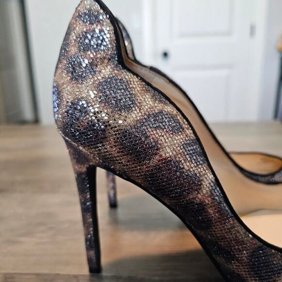 Jessica Simpson Pixy Heels Womens Size 8 Animal Print Shimmer Black Brown Party - Picture 3 of 9